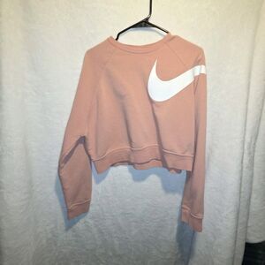 Nike Dri-FIT Pink Crewneck Graphic Logo Cropped Sweatshirt Women’s L